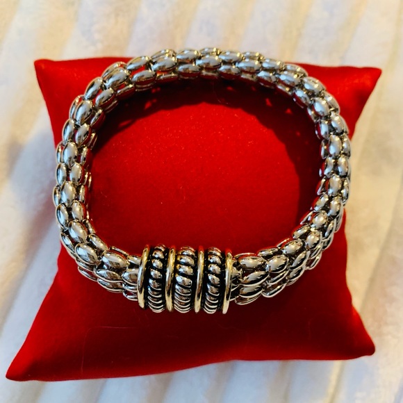 NWOT DAVID YURMAN STYLE COPY MESH CHAIN LINK BRACELET MAGNETIC CLASP STUNNING - Picture 3 of 4